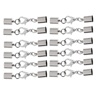 12 pieces stainless steel leather cord bracelet necklace lobster clasps hooks diy connector accessories making fittings