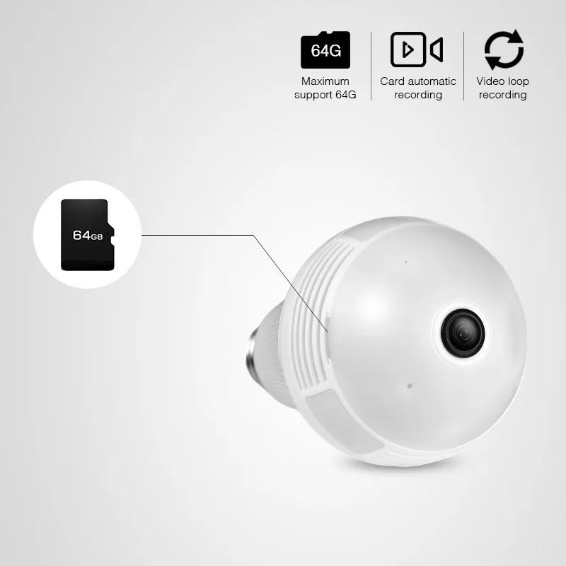 panoramic camera wifi 1080p led light fisheye bulb lamp cctv video surveillance home security burglar ip camera 360 degree free global shipping