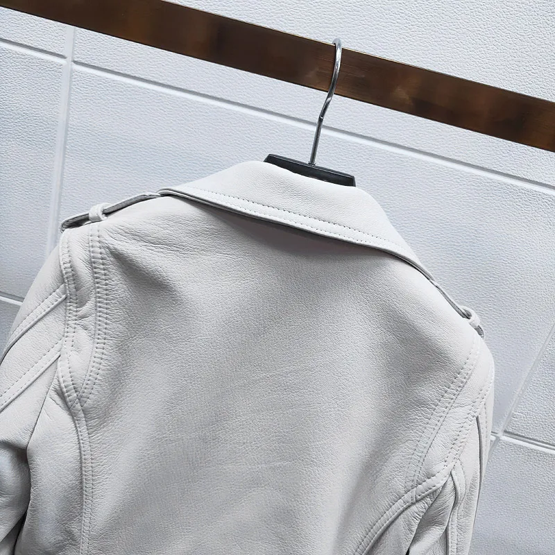 Весенняя белая Роскошная куртка из овечьей кожи Женская приталенная Куртка Jaqueta