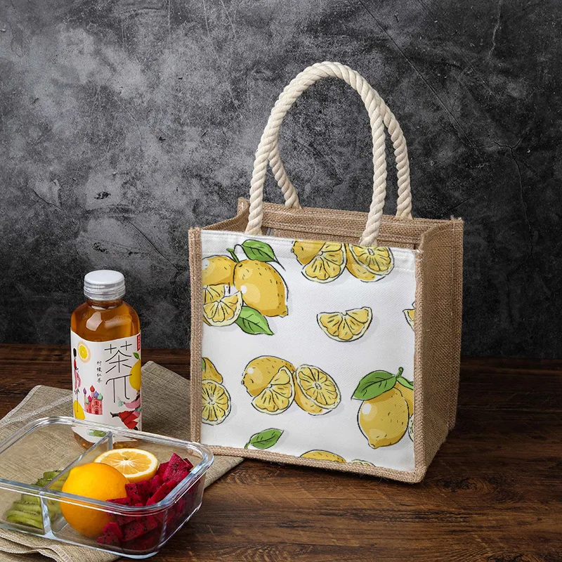

Creative Lemon Design Portable Lunch Box Bag Fruit Storage Bag Children Office Worker Waterproof Lunch Bag with Zipper