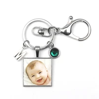 personalizeds keychain square private photo family baby child dad mom lobster buckle sister parents family portrait gift family