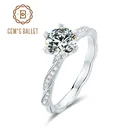 Обручальные кольца GEM'S BALLET Promise, 6,5 мм, 1.0Ct, ювелирные изделия из моиссанита, 925 пробы, серебряное кольцо для женщин, ювелирные украшения