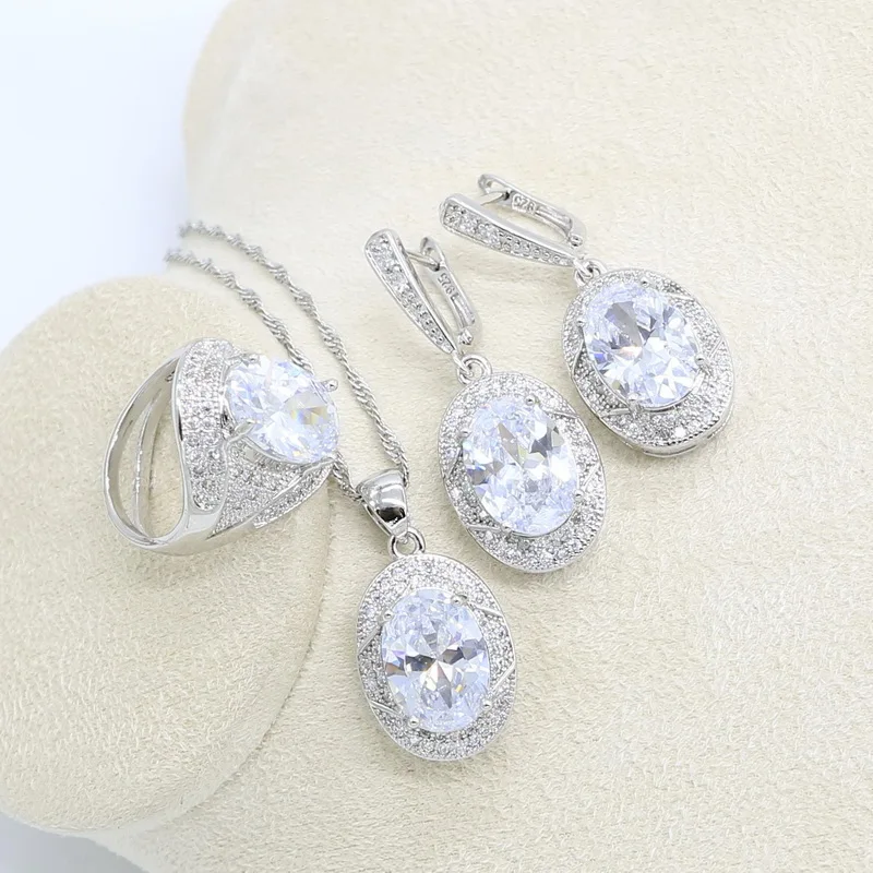 Женский костюм искусственный камень серебряный цвет ювелирные наборы белые