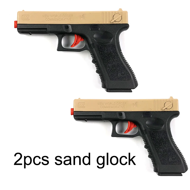 2pcs sand glock 2 шт пластиковый гелевый шариковый пистолет Glock 17 1911 водяные пули игрушки для мальчиков пистолет оружие пистолет аксессуары пистолет кейс для игр на открытом воздухе подарки для детей - Цвет: 2pcs sand glock