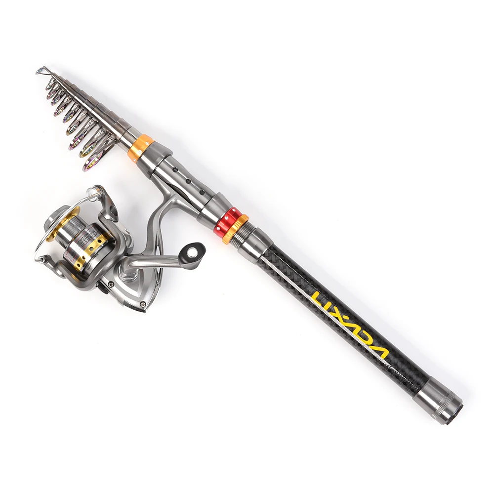 Lixada телескопическая удочка и Катушка Combo полный комплект углеродного волокна