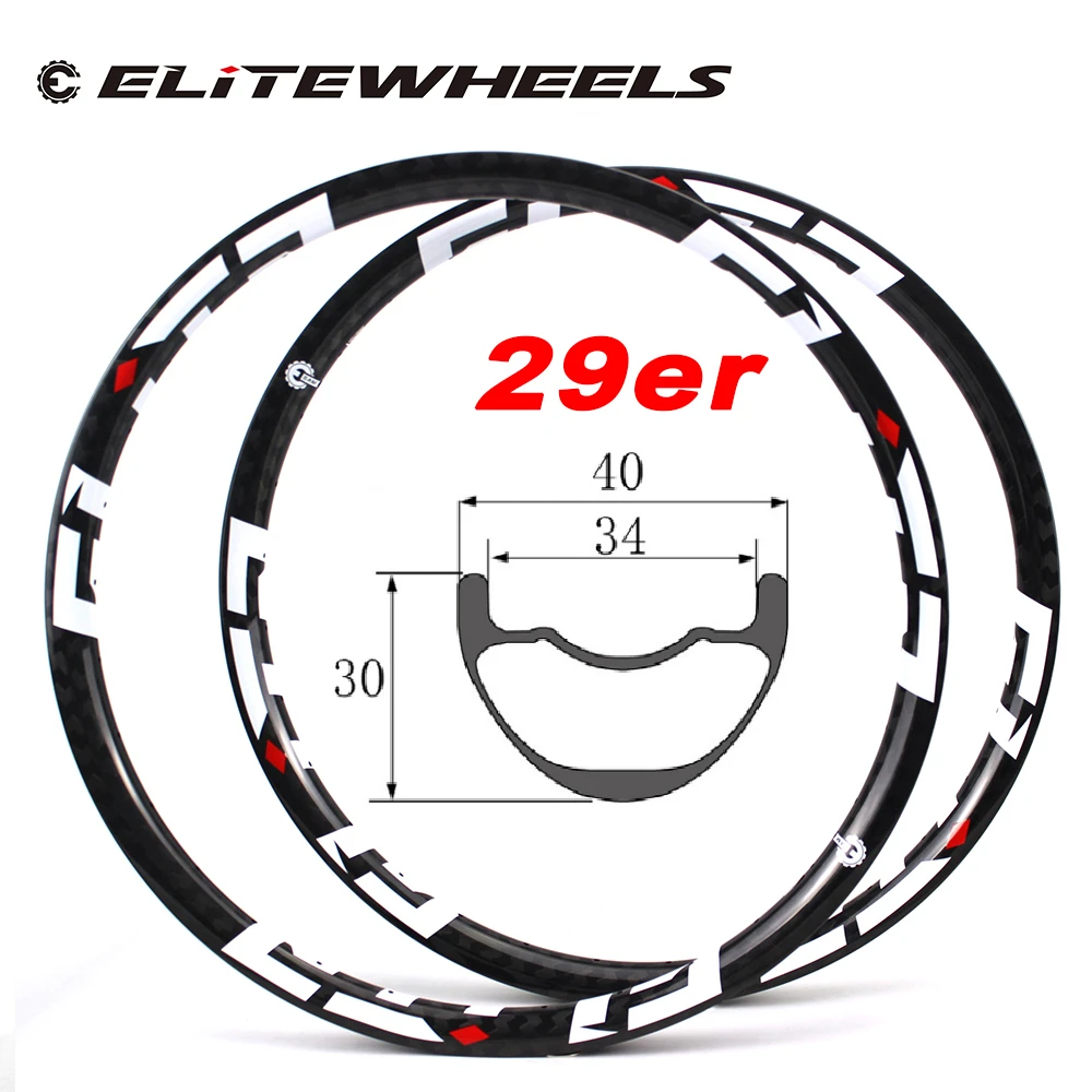 ELITEWHEELS 29er карбоновые диски бескамерные XC AM горный велосипед 40*30 мм более широкая