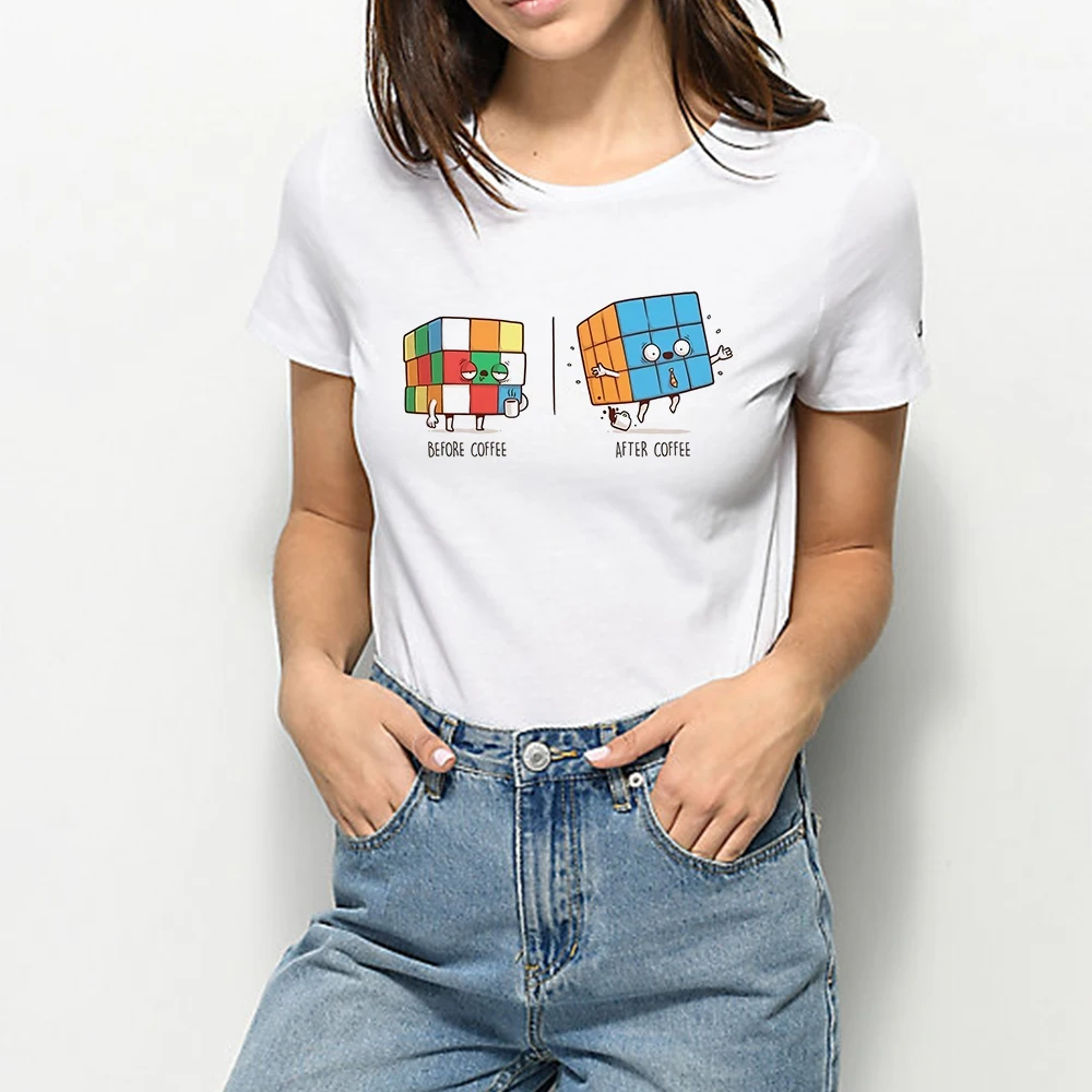 Модные женские изящные футболки с изображением кубика Рубика недорогая футболка