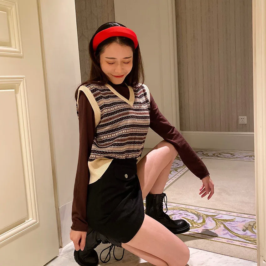 Женский трикотажный жилет в этническом стиле короткий вязаный свитер пальто без