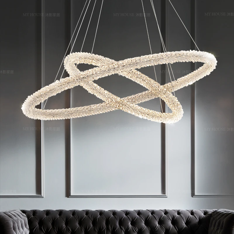Creative LED Pendant Light Modern Home Lamp Brushed crystal Cricle Aluminium Led Ceiling Pendant Lamp Hanging Lamp Luminaires
