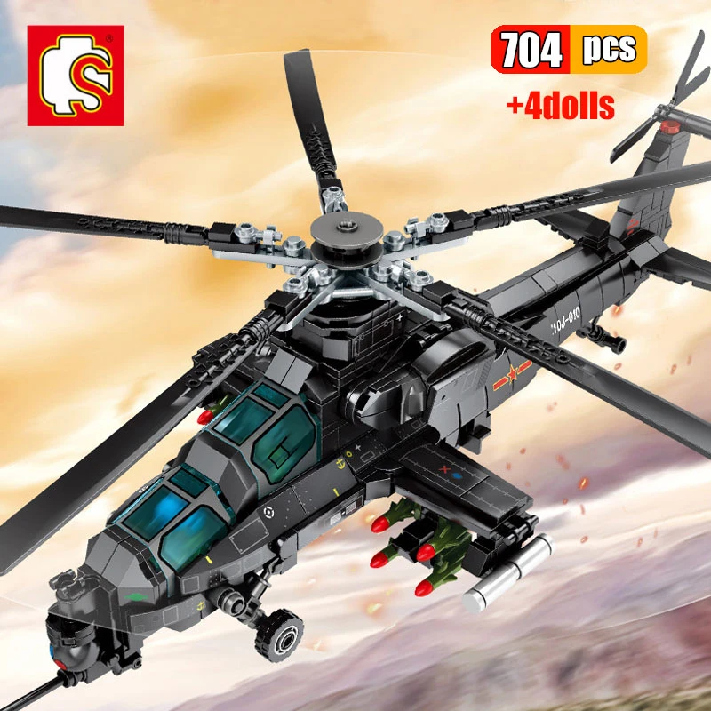 

SEMBO Technical Military Kit Armed Helicopter Building Blocks Z-10 Aircraft Construction DIY Bricks Toys for Boys Birthday Gifts
