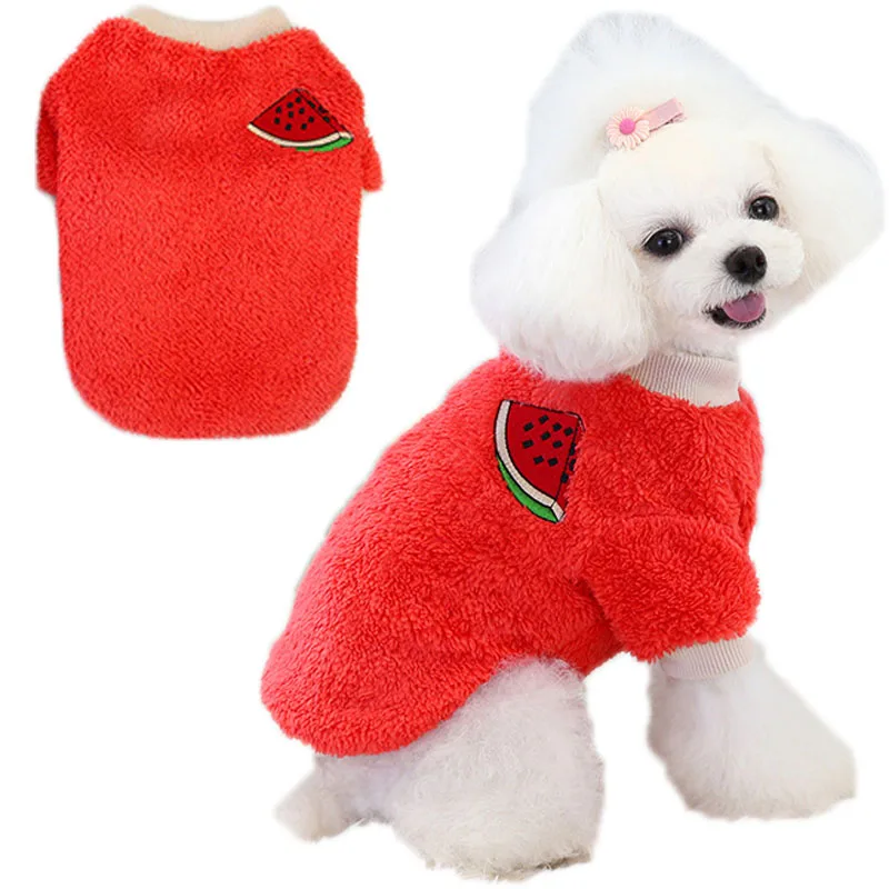 New Fleece Pet Clothes For Dogs Hoodies Winter Fruit Pattern Sweater Spiral Neckline Puppy Cat Shirt Outfit Sweatshirt L | Дом и сад