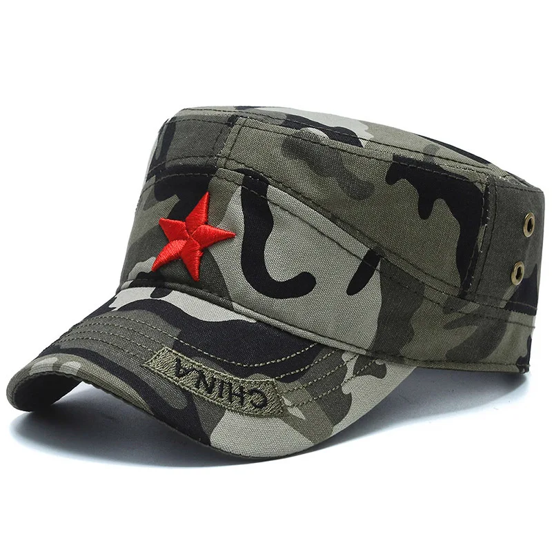 

Kagenmo CHINA New Army Hat Fashion Casual Unisex Sun Hat Embroidery Red Star Military Cap Spring And Summer Leisure