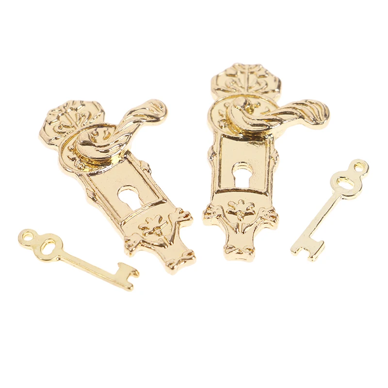 

New Set Of 4 Dolls House Miniature Door Lock With Keys For 1/12 Dollhouse Furniture DIY Accessories Children Furniture Toys