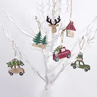 3 шт.лот, рождественские украшения, подвесные Подвески из натурального дерева, Елочное украшение, деревянные украшения для дома, лось, детский подарок, новинка 2021