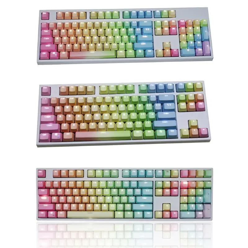 1 Набор сменных ключей PBT s 87 104 108 прозрачные клавиши с буквенным принтом двойная