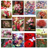 5d diy diamond embroidery floral diamond painting red rose poney flower mosaic picture balsamine full squareround drill wallart