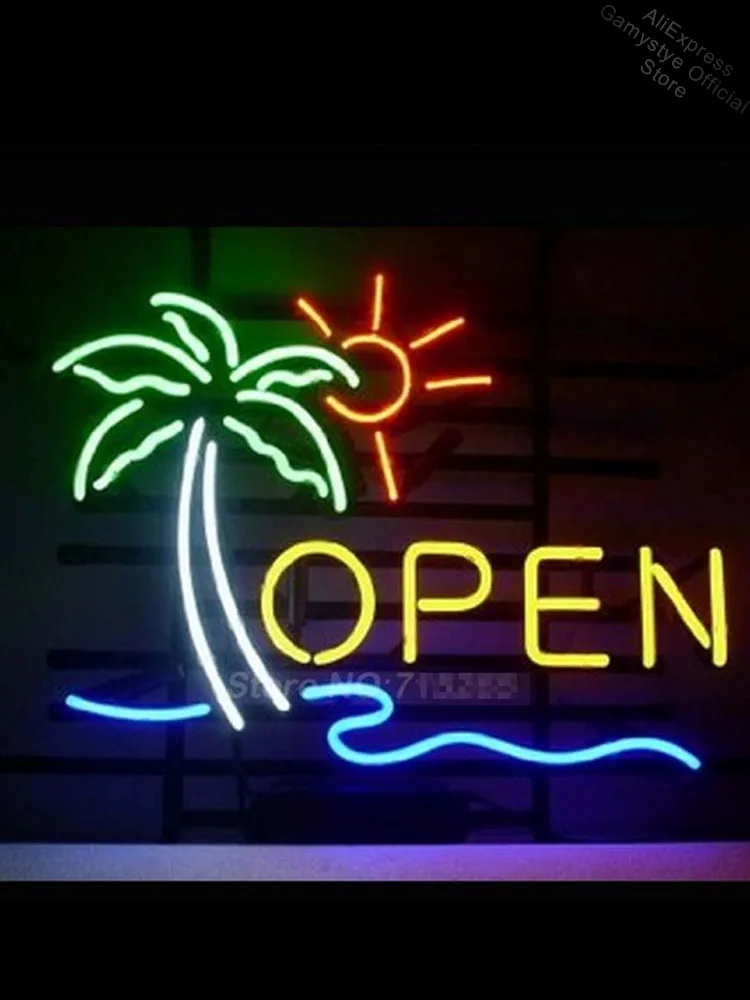 

OPEN Business Neon Light Sign Real Glass Tube Handcraft Neon Bulbs Beer Bar Pub Recreation Room Garage Wall Sign neon sign logo