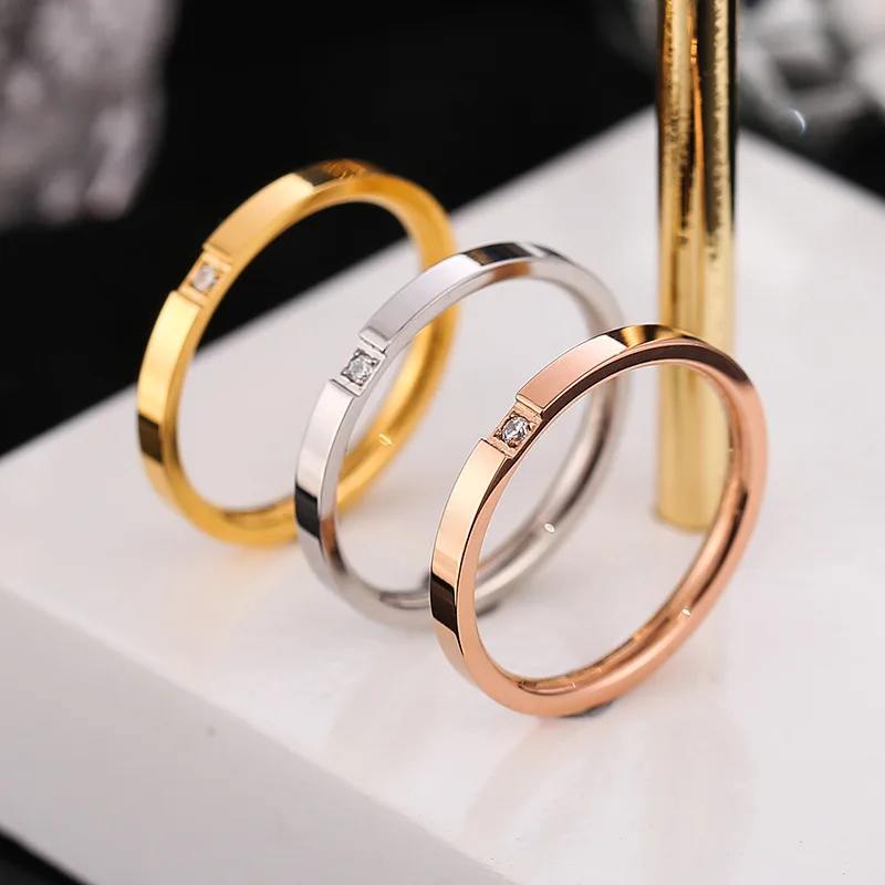 

Couple ring Ladies accessories birthday present 2021 new product trend simple titanium steel ring anillo acero inoxidable mujer
