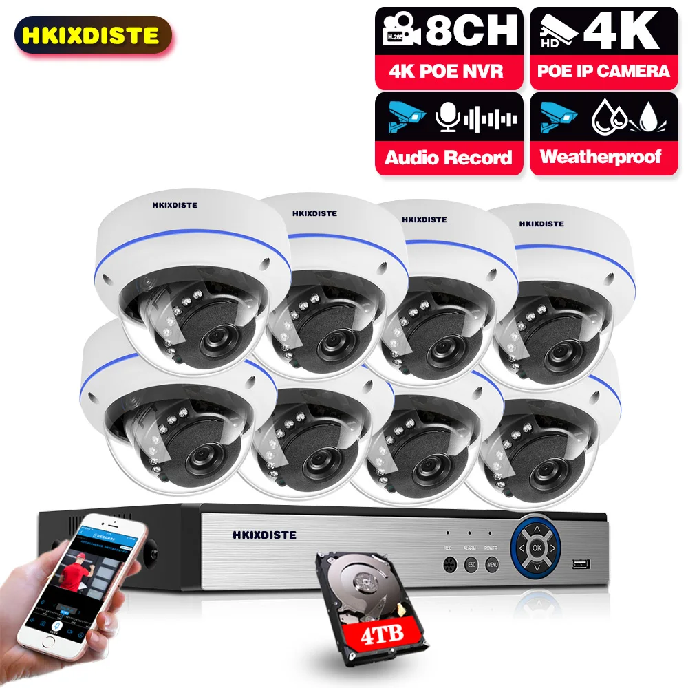 

8CH 8MP Smart AI Dome Security Camera System H.265 Video Surveillance PoE NVR Kit Motion Detection Waterproof P2P CCTV Set