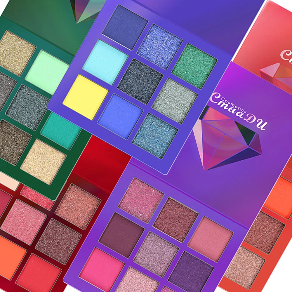 CmaaDu 9 Colors Glitter Eyeshadow Matte Powder Fashion Makeup Pallet Pigmented Eye Shadow Beauty Cosmetic Supplies TSLM1 |