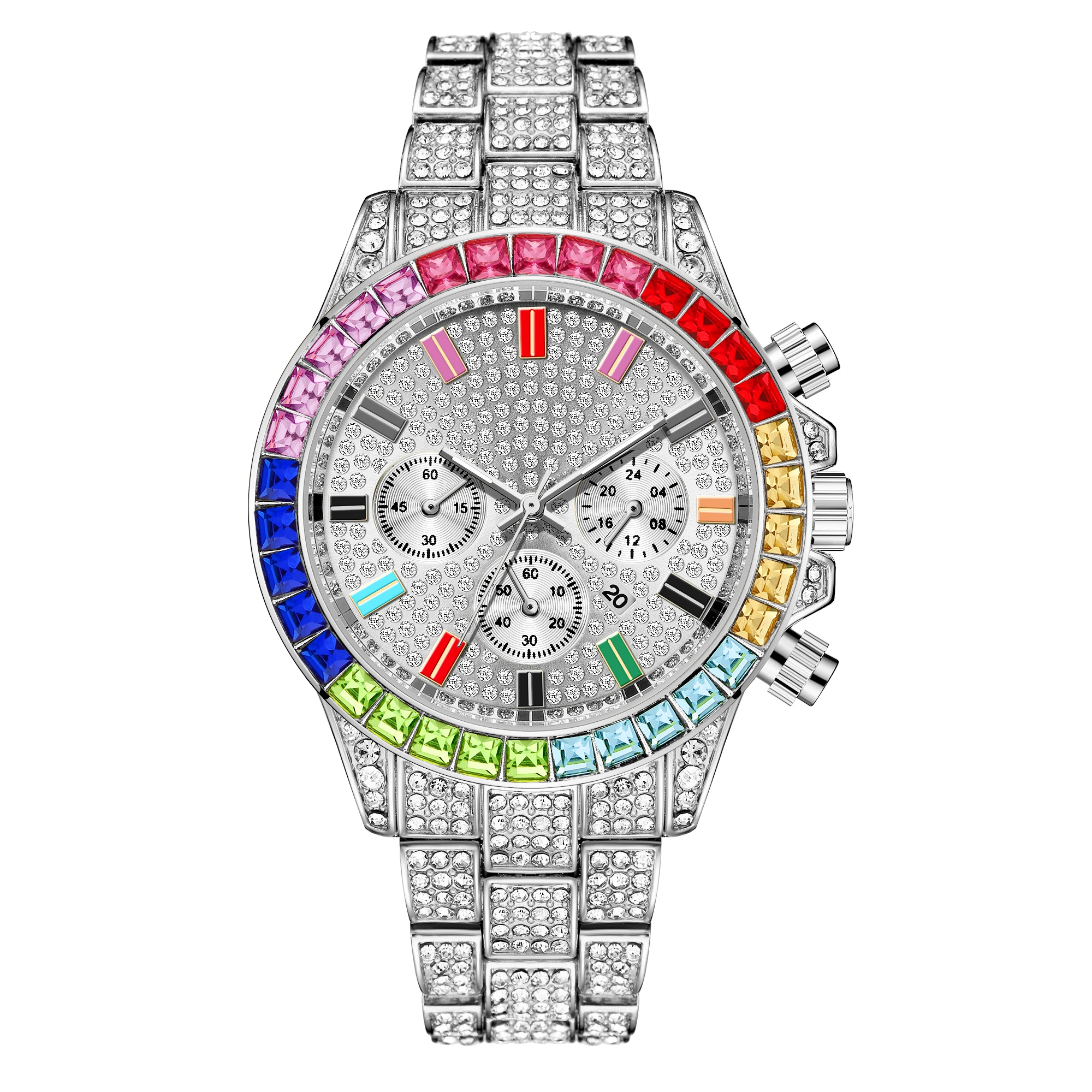 Men Watches Top Luxury Full Steel Diamonds Calendar Unisex Quartz Wristwatch For Wrist Clock | Наручные часы
