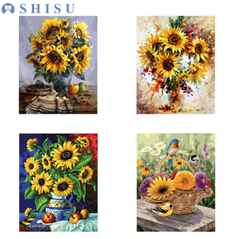 DIY картина с подсолнечником подсолнухи по номерам настенные художественные