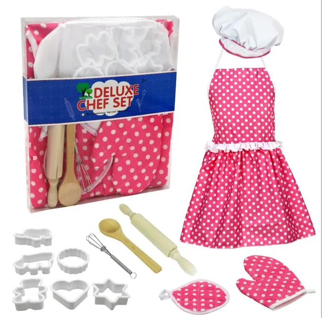 

11 шт. детский базовый набор для готовки, игрушка для ролевых игр, фартук для шеф-повара для мальчиков и девочек, шляпы, инструмент для выпечки...