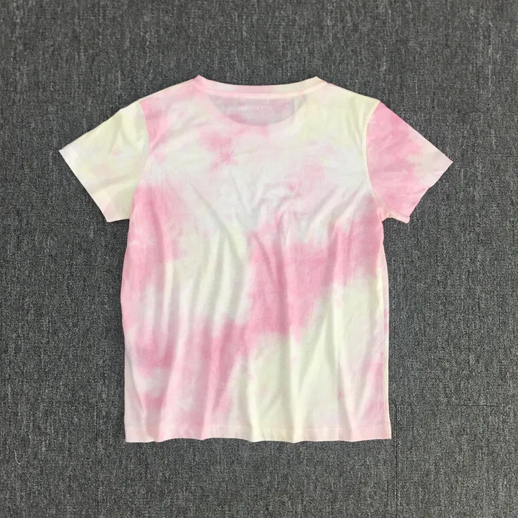 Женская футболка с принтом «Tie-dye», Женская хлопковая футболка с надписью «Hot Drilling LOVE», женская одежда с коротким рукавом и градиентом