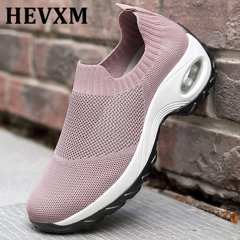 

Женские кроссовки на платформе HEVXM, дышащие, сетчатые, черные, повседневные, для лета, 2020