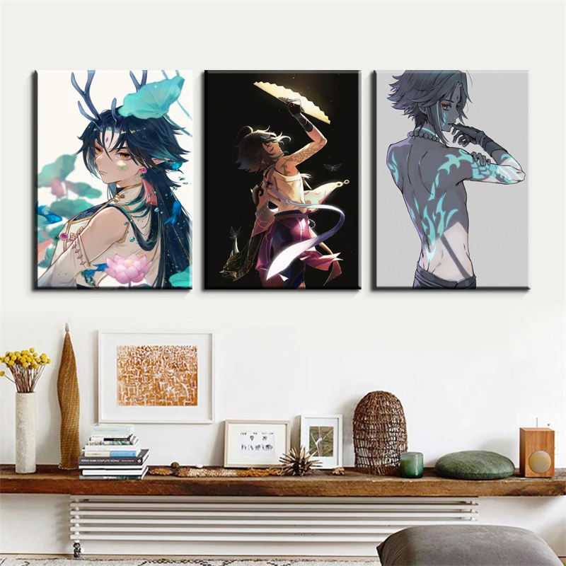 

Wall Art Game Poster Painting Genshin Impact Game Male Characters Elf Xiao Anime Picture Canvas Prints Living Room Home Decor