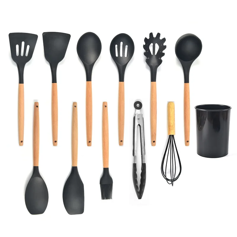 

11pcs/set Silicone Kitchenware Kitchen Set Soup Spoon Egg Beater Non-stick Kitchen Accessories Cooking Tools Camping Home Tool