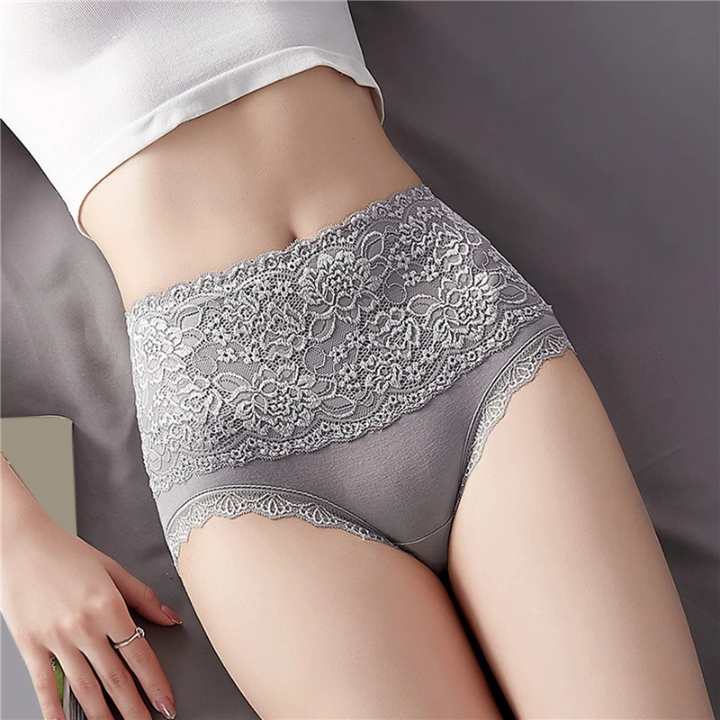 

High Waist Lace Panties Women Seamless Slimming Tummy Control Briefs Sexy Plus Size Shapers Lingerie Cotton Health Knickers