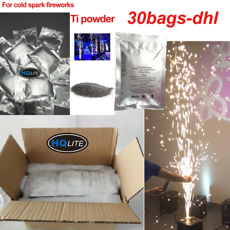 30bags powder Сценическая холодная машина фейерверков 600 Вт Холодное пламя фейерверков DMX и дистанционное управление сверкающие Оборудование свадебный фонтан TI порошок - Цвет: 30bags powder