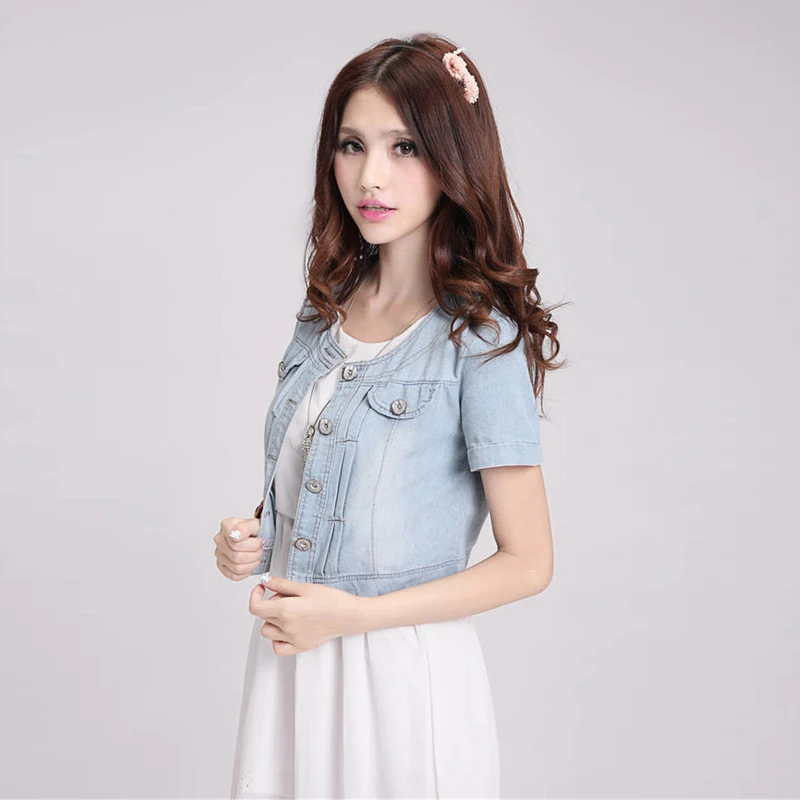 Женские джинсовые куртки для фитнеса модные пальто с коротким рукавом