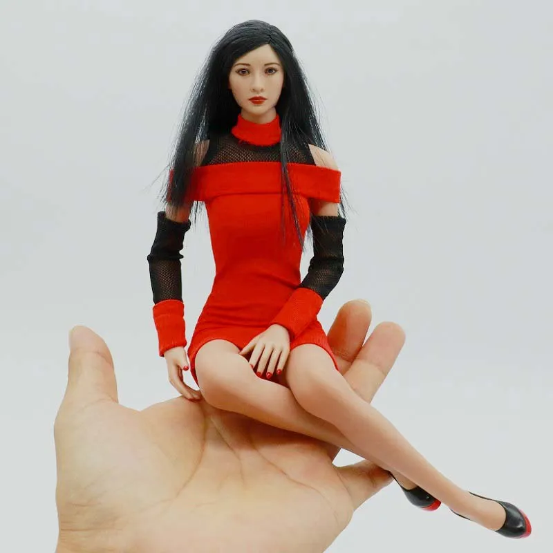 

In Stock 1/6 Scale Sexy Female Red Dress Skirt Clothes Accessory Red Skirt Dress Shoes Model for 12 inches Action Figure Body
