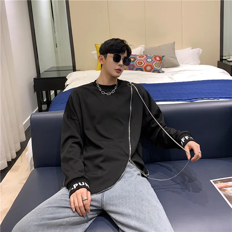 Свитшот мужской асимметричный уличная одежда в стиле хип-хоп панк готический