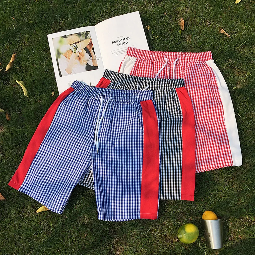 Повседневные мужские шорты в клетку Мужские штаны клетчатые свободные летние