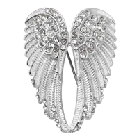 us stock sparkly crystal sweater clip bling angel wing cardigan pin decorative shirt safety breastpin jewelry brooch for clothes
