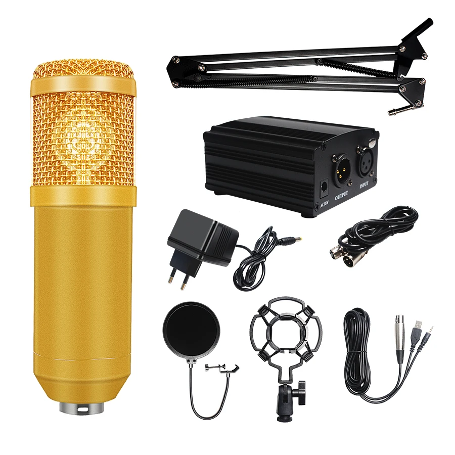 

Bm800 Studio Microphone Condenser Microphone with Pop Filter&Phantom Power Vocal Record KTV Karaoke BM 800 Microfono Youtuber
