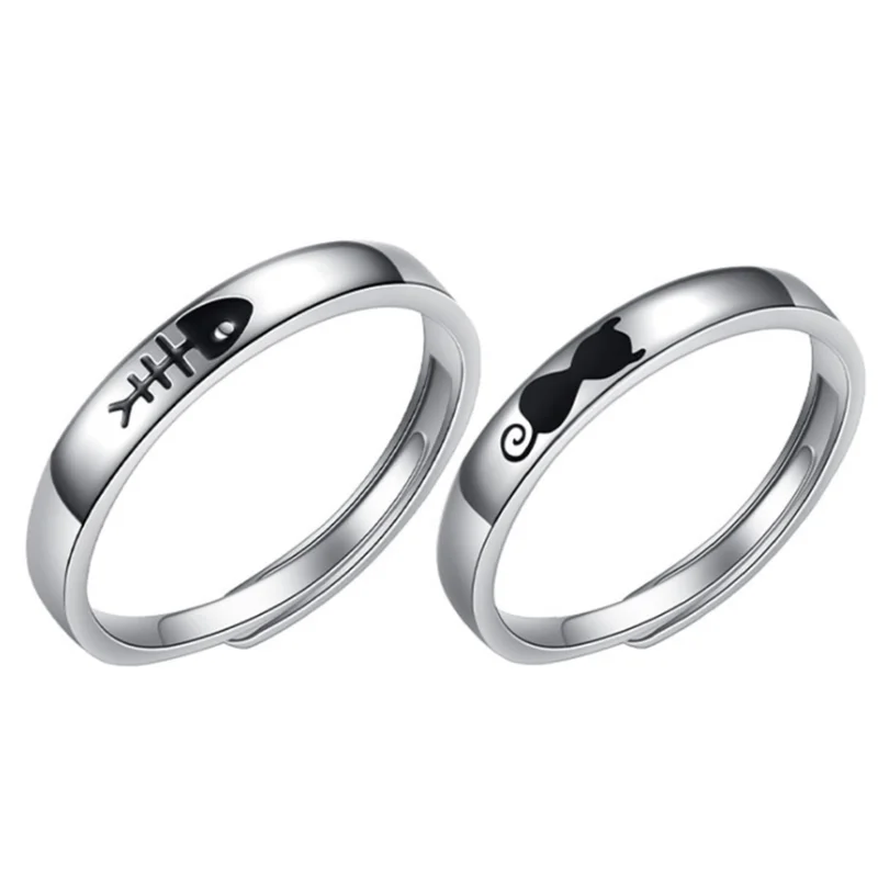 

Trendy Cat Fish Couple Open Rings Silver Color Anti Allergy Alloy Rings Jewelry For Women Men Personalized Rings Accessories