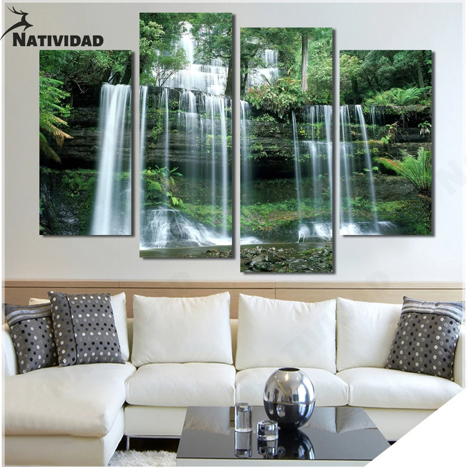 

Highland Waterfall Jungle Print Canvas Painting Fresh Nordic Living Room Wall Poster Art Bedroom Home Decoration Wall Painting
