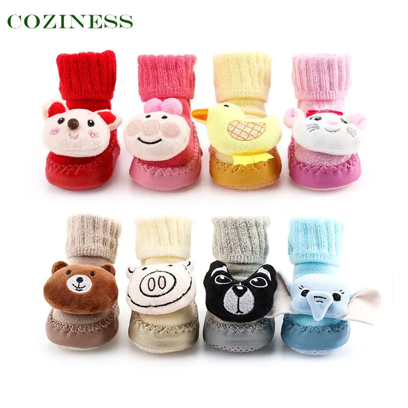

COZINESS Baby Socks Autumn Winter Thicken Keep Warm 3D Cartoon Animals Soft Fabric PVC Anti Skid Point Hot Sale Toddler Stocking