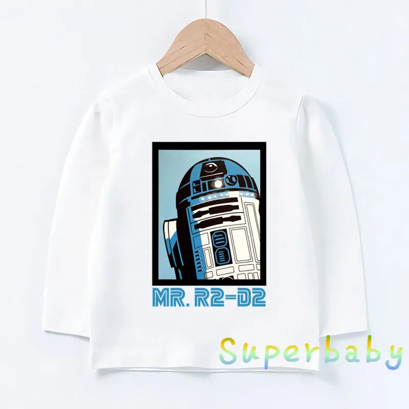 Детская футболка с принтом Звездные войны робот R2-D2 и BB-8 Забавные топы рисунками