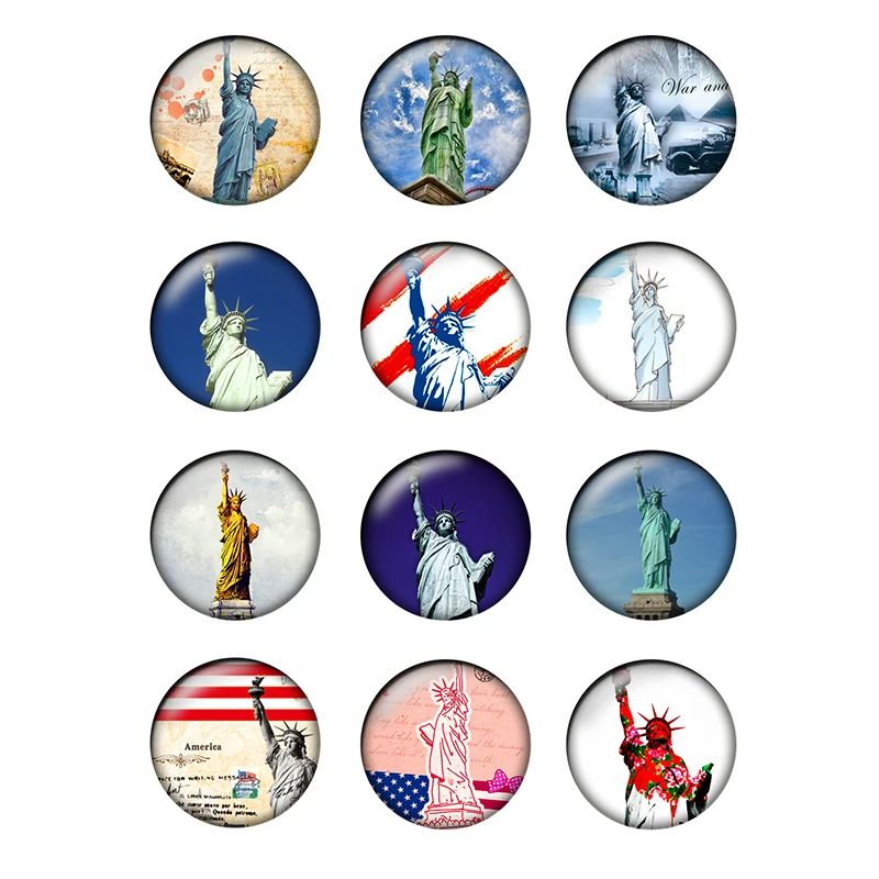 Кабошоны стеклянные с узором в виде статуи Свободы 10-25 мм 24 шт./лот T163 - купить по