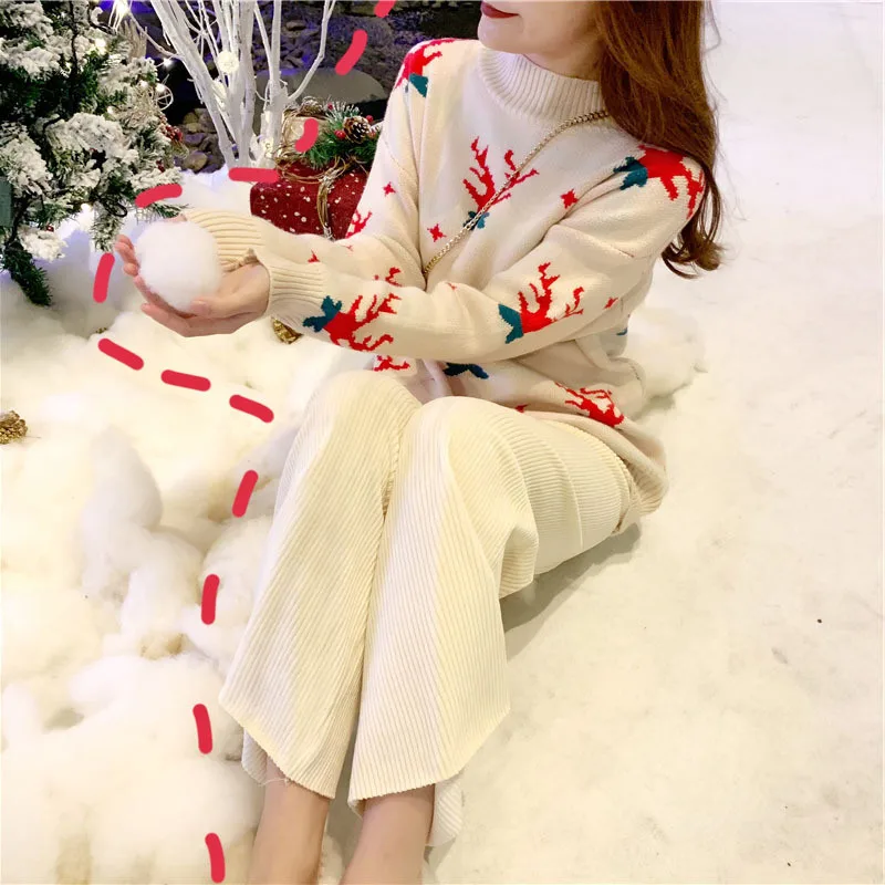 

New Arrival2019Christmas Women Sweater Pullovers Autumn Winter Knitted Tops Jumper Lady Plus Size 3xl Knitwear Thick Mujer M203