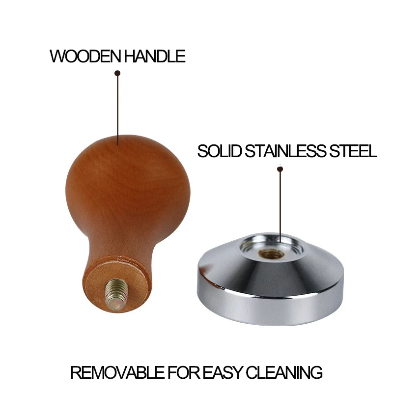 

Food Grade Coffee Powder Hammer 51mm/58mm Wooden Handle Bean Tampers Flat Rippler Tamper Mat High Quality