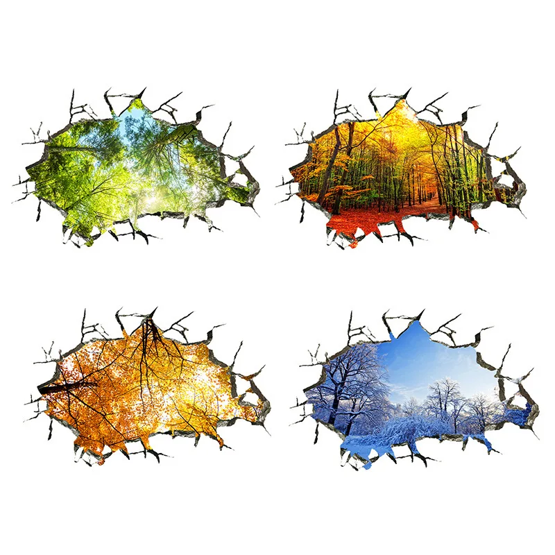 3D кирпичная стена Глубокий Лес дерево листья наклейки на стену домашний декор