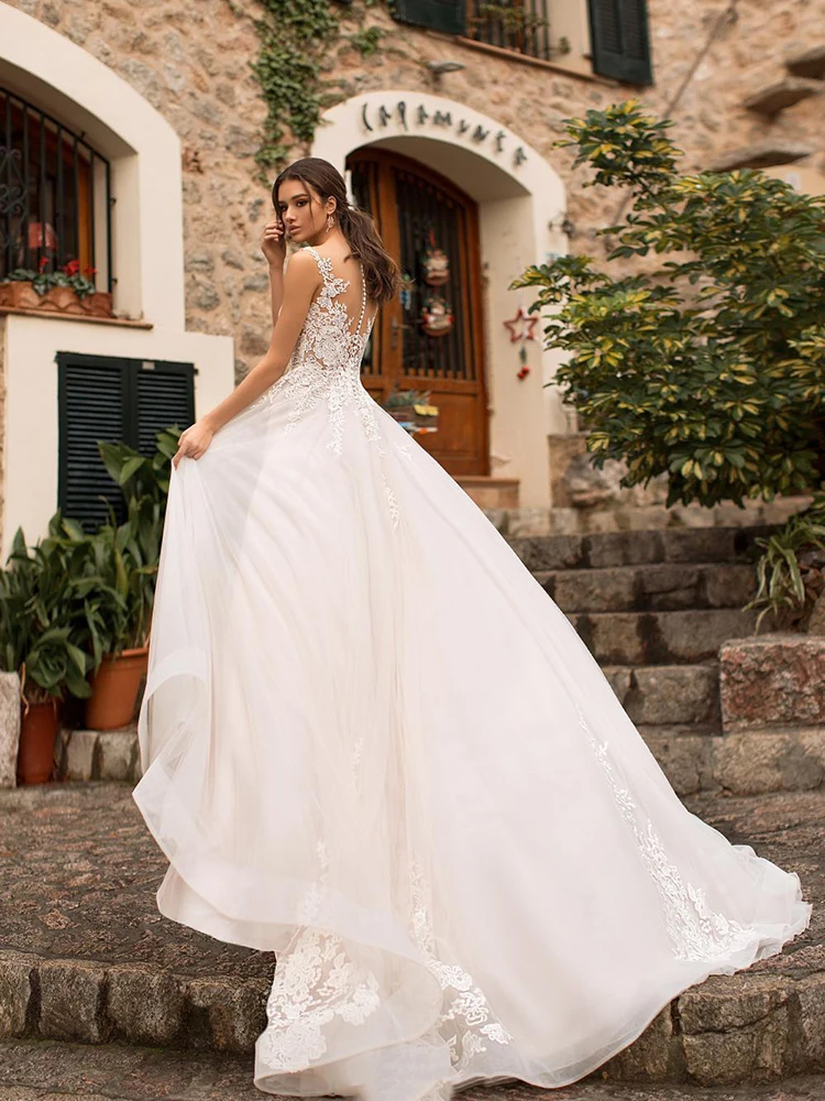 

BAZIIINGAAA Simple Wedding Dress Lace Little Beading Strapless Dress Luxury Wedding Gowns Bridal Can Be Washed Bride Dresses
