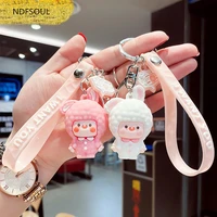 sheep keychain lovely key chain schoolbag backpack charm pendant key ring llaveros girl gifts jewelry