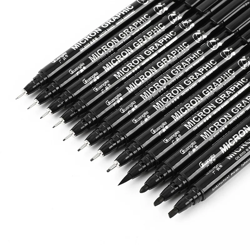 Ручка для рисования Fineliner черные чернила 005 01 02 03 05 08 микрон ручка набор школы и